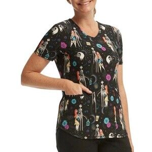 Nightmare Before Christmas Woman’s Scrub Top Pockets Size XL